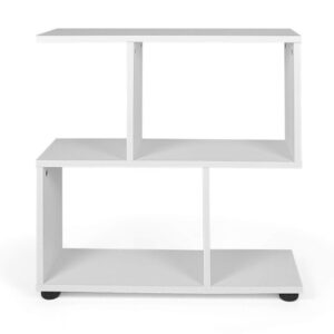 24 Inch 3-Tier Geometric Bookshelf with Thick Foot Pads-White - Color: White