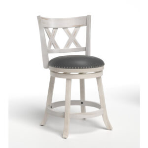 25.5 Inch Hand-Antiqued Stool Set of 2 with Wider Padded Seat-White - Color: White