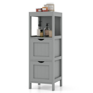 Freestanding Storage Cabinet with 2 Removable Drawers for Bathroom-Gray - Color: Gray