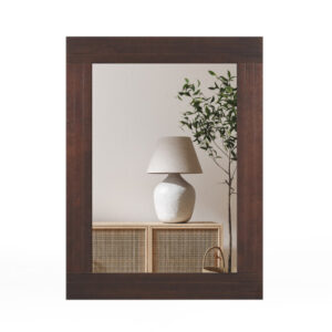 Wood Framed Wall Mirror for Bedroom Living Room Vanity Entryway-Brown - Color: Brown
