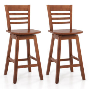 Counter Height Barstools Set of 2 with Footrest for Kitchen Island Bar-Walnut - Color: Walnut