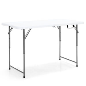 3-Level Height Adjustable Folding Table - Color: White