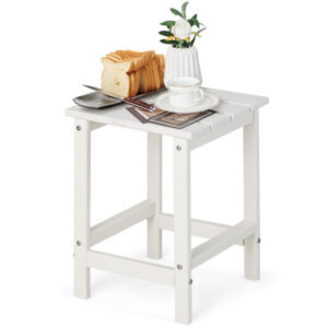 14 Inch Square Weather-Resistant Adirondack Side Table-White - Color: White