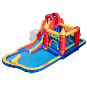 9-in-1 Inflatable Bounce Castle with Water Slide and Splash Pool without Blower - Color: Multicolor