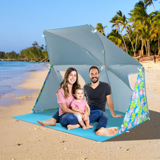 UPF50+ Sun Protection Beach Umbrella Tent with Portable Carrying Bag-Blue - Color: Blue - Image 2