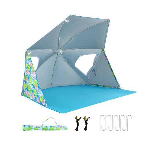 UPF50+ Sun Protection Beach Umbrella Tent with Portable Carrying Bag-Blue - Color: Blue - Image 4