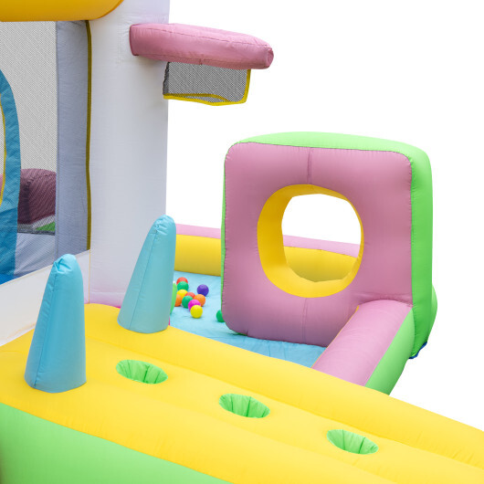 Inflatable Bounce House Bouncy Castle with Slide and Obstacle and Ball Pit with 480W Blower - Color: Multicolor - Image 5