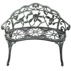 Outdoor Cast Aluminum Patio Bench Antique Rose - Color: Green