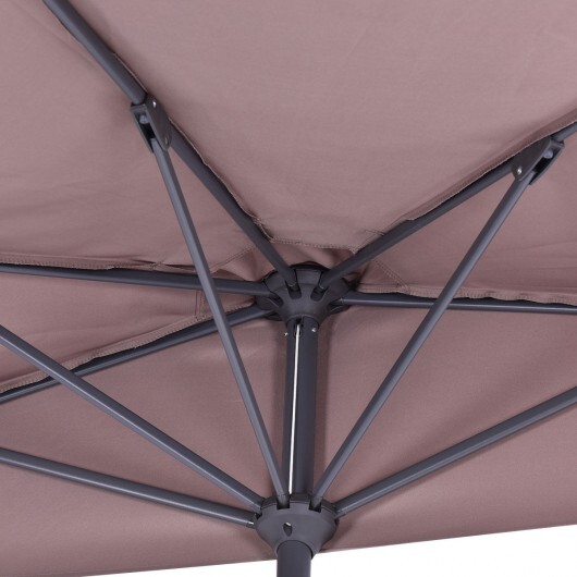 9' Half Round Patio Umbrella Sunshade without Weight Base - Color: Tan - Size: 9 ft - Image 2