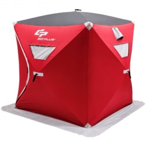 2-person Portable Ice Shelter Fishing Tent with Bag - Color: Red