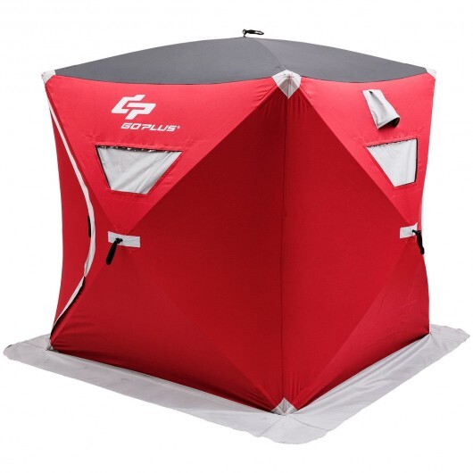 2-person Portable Ice Shelter Fishing Tent with Bag - Color: Red