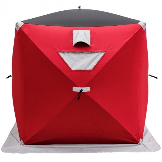 2-person Portable Ice Shelter Fishing Tent with Bag - Color: Red - Image 2