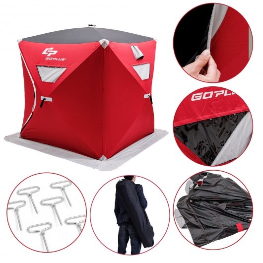 2-person Portable Ice Shelter Fishing Tent with Bag - Color: Red - Image 4