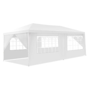 10 x 20 Feet 6 Sidewalls Canopy Tent with Carry Bag-White - Color: White