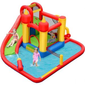 Inflatable Water Slide Jumper Bounce House with Ocean Ball without Blower - Color: Black