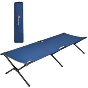 Adults Kids Folding Camping Cot-Blue - Color: Blue
