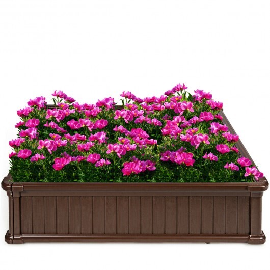 48 Inch Raised Garden Bed Planter for Flower Vegetables Patio-Brown - Color: Brown - Image 5