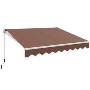 8 x 6.6 Feet Patio Retractable Awning withManual Crank Handle-Brown - Color: Brown