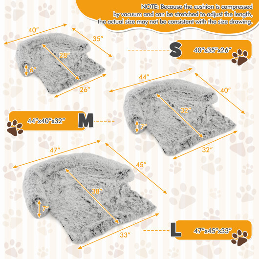 White Plush Calming Dog Couch Bed with Anti-Slip Bottom-M - Color: White - Size: M - Image 4