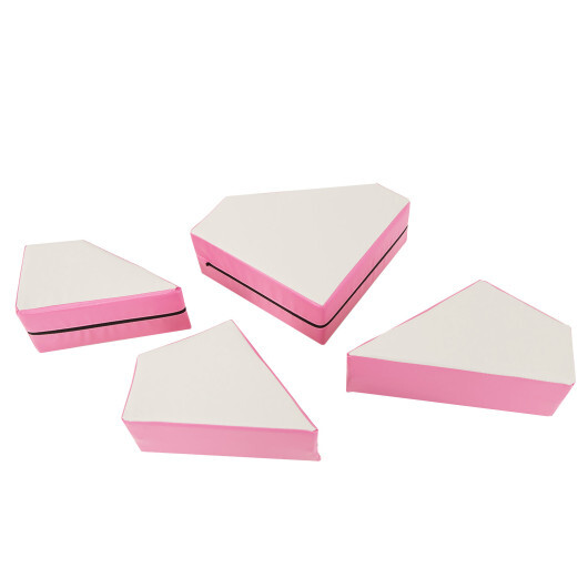 8-Piece 4-in-1 Kids Climb and Crawl Foam Playset-Pink - Color: Pink - Image 2