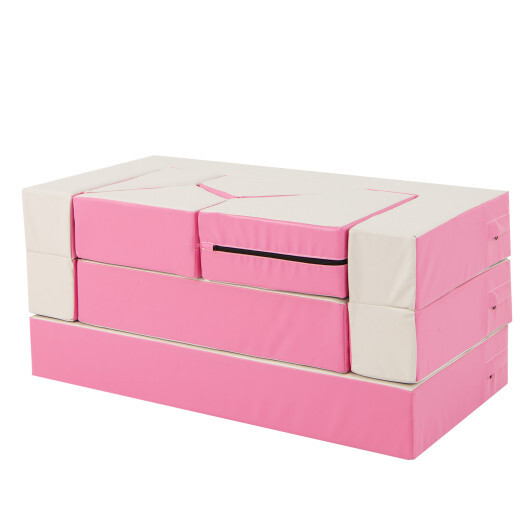 8-Piece 4-in-1 Kids Climb and Crawl Foam Playset-Pink - Color: Pink - Image 3