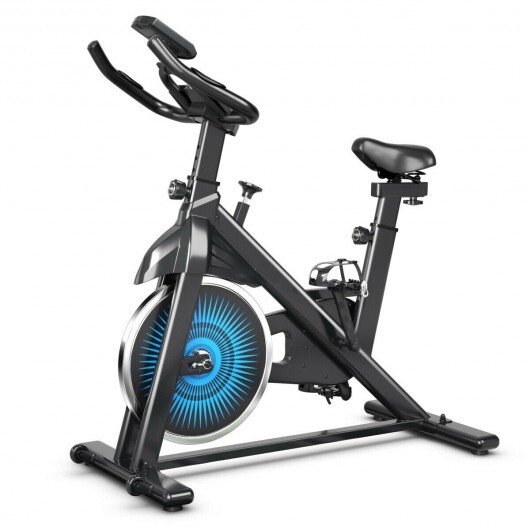 Indoor Silent Belt Drive Adjustable Resistance Cycling Stationary Bike-Blue - Color: Blue - Image 2