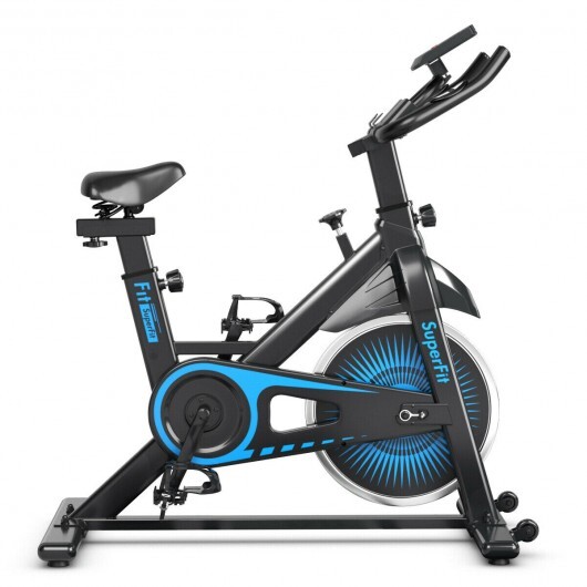 Indoor Silent Belt Drive Adjustable Resistance Cycling Stationary Bike-Blue - Color: Blue - Image 3
