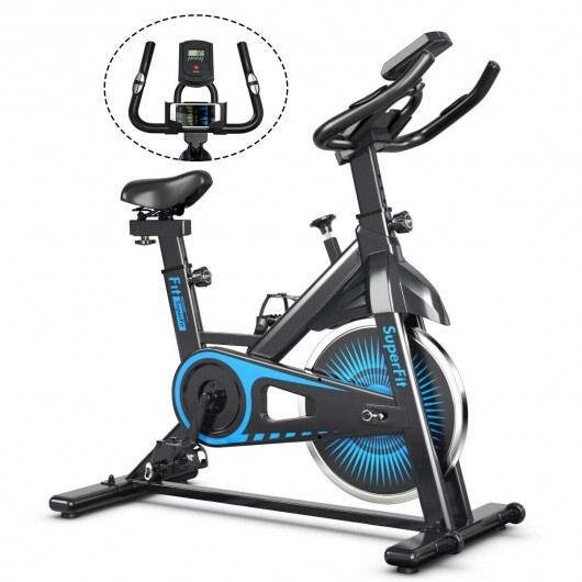 Indoor Silent Belt Drive Adjustable Resistance Cycling Stationary Bike-Blue - Color: Blue - Image 4