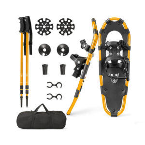 4-in-1 Lightweight Terrain Snowshoes with Flexible Pivot System-21 inches - Color: Golden - Size: 21 inches