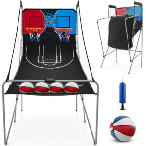 Dual Shot Basketball Arcade Game with 8 Game Modes and 4 Balls-Red - Color: Red