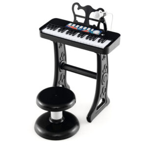 Kids Piano Keyboard 37-Key Kids Toy Keyboard Piano with Microphone for 3+ Kids-Black - Color: Black