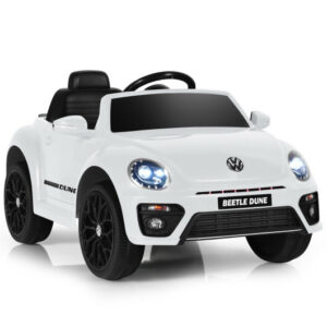 Volkswagen Beetle Kids Electric Ride On Car with Remote Control-White - Color: White