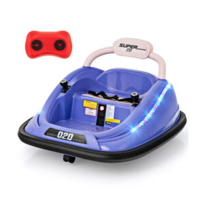 12V Kids Bumper Car Ride on Toy with Remote Control and 360 Degree Spin Rotation-Purple - Color: Purple