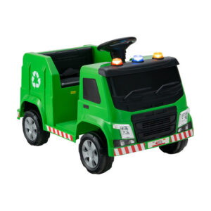 12V Kids Ride-on  Garbage Truck with Warning Lights and 6 Recycling Accessories-Green - Color: Green