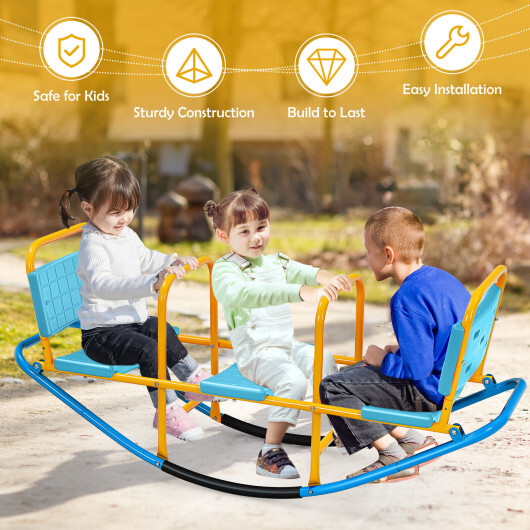 Outdoor Kids Seesaw Swivel Teeter for 3 to 8 Years Old-Blue - Color: Blue - Image 3