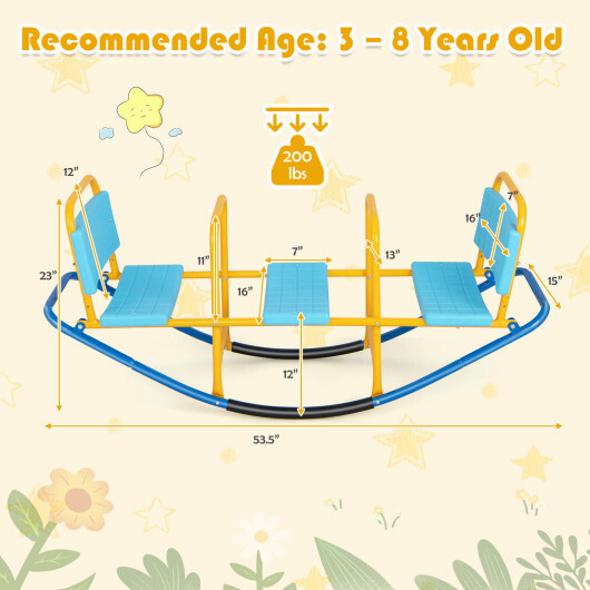 Outdoor Kids Seesaw Swivel Teeter for 3 to 8 Years Old-Blue - Color: Blue - Image 4