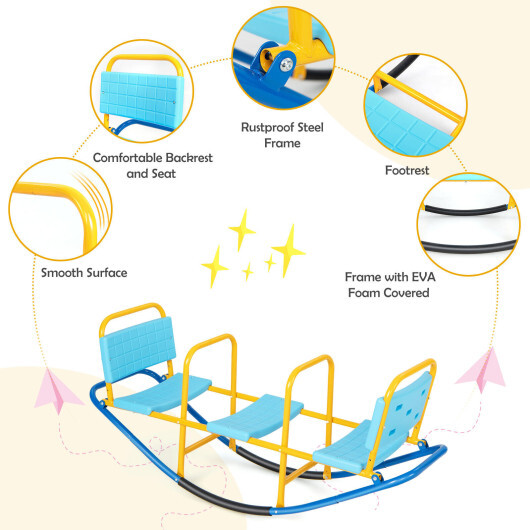 Outdoor Kids Seesaw Swivel Teeter for 3 to 8 Years Old-Blue - Color: Blue - Image 5