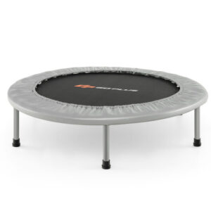 38 Inch Mini Folding Trampoline Portable Recreational Fitness Rebounder-Gray - Color: Gray