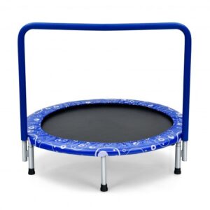 36 Inch Kids Trampoline Mini Rebounder with Full Covered Handrail -Blue - Color: Blue