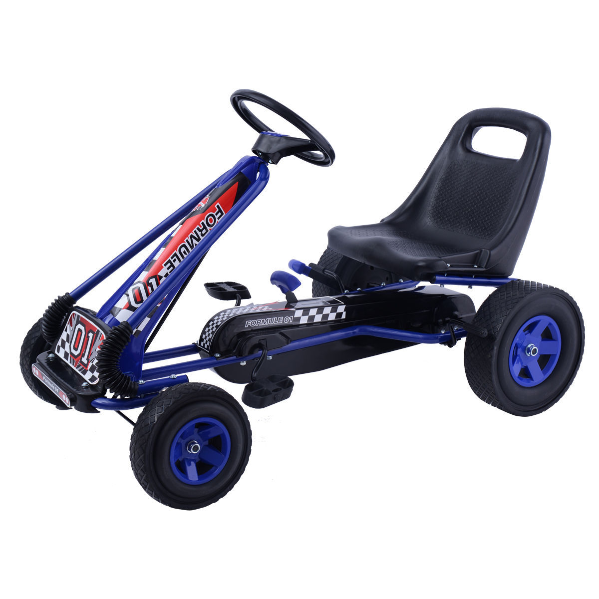 4 Wheels Kids Ride On Pedal Powered Bike Go Kart Racer Car Outdoor Play Toy-Blue - Color: Blue - Image 3