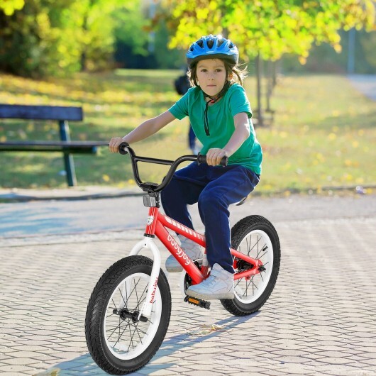 16 Inch Kids Bike Bicycle with Training Wheels for 5-8 Years Old Kids-Red - Color: Red - Image 2